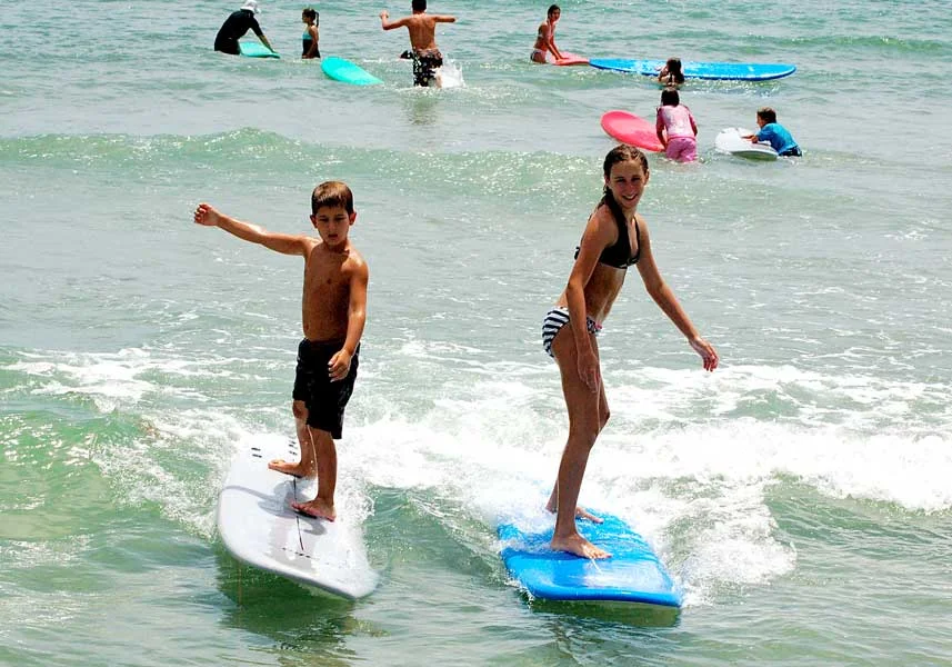 Surf instruction on the beach at Blue Water